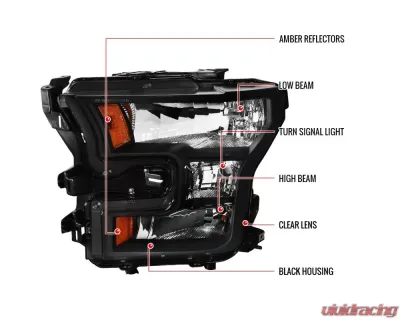 Spec-D Factory Style Headlights (Matte Black Housing/Clear Lens) Ford F-150 2015-2017 - 2LH-F15015JM-RS