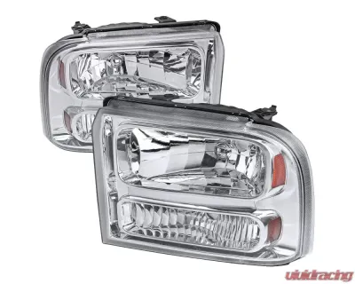 Spec-D Crystal Headlights (Chrome Housing/Clear Lens) Ford F-Series | Excursion 2005-2007 - 2LH-F25005-ABM
