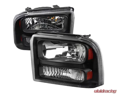 Spec-D Crystal Headlights (Matte Black Housing/Clear Lens) Ford F-Series | Excursion 2005-2007 - 2LH-F25005JM-ABM