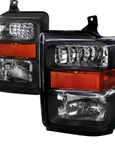 Spec-D Factory Style Headlights w/ Amber Reflectors (Matte Black Housing/Clear Lens) Ford F-Series 2008-2010                                     - 2LH-F25008JM-RS - Image 10