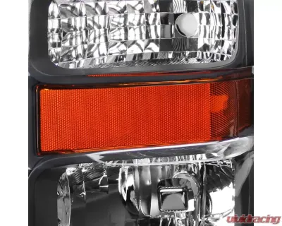 Spec-D Factory Style Headlights w/ Amber Reflectors (Matte Black Housing/Clear Lens) Ford F-Series 2008-2010 - 2LH-F25008JM-RS