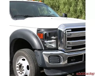 Spec-D Factory Style Headlights w/ Amber Reflectors (Matte Black Housing/Clear Lens) Ford F-Series 2011-2016 - 2LH-F25011JM-ABM