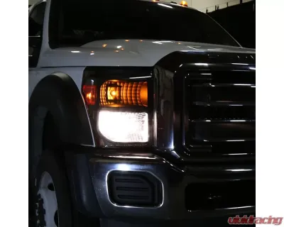 Spec-D Factory Style Headlights w/ Amber Reflectors (Matte Black Housing/Clear Lens) Ford F-Series 2011-2016 - 2LH-F25011JM-ABM