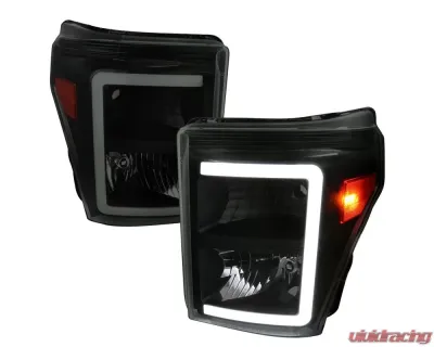 Spec-D LED C-Bar Factory Style Headlights (Black Housing/Smoked Lens) Ford F-Series 2011-2016 - 2LH-F25011SM-G3-RS
