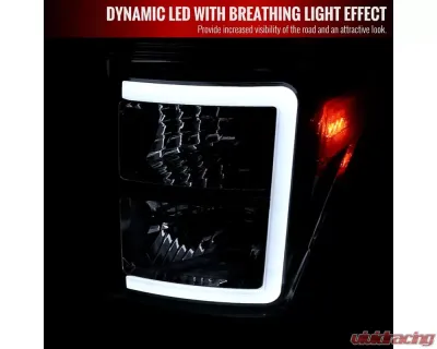 Spec-D LED C-Bar Factory Style Headlights (Black Housing/Smoked Lens) Ford F-Series 2011-2016 - 2LH-F25011SM-G3-RS