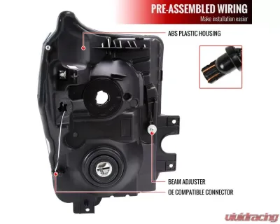 Spec-D LED C-Bar Factory Style Headlights (Black Housing/Smoked Lens) Ford F-Series 2011-2016 - 2LH-F25011SM-G3-RS