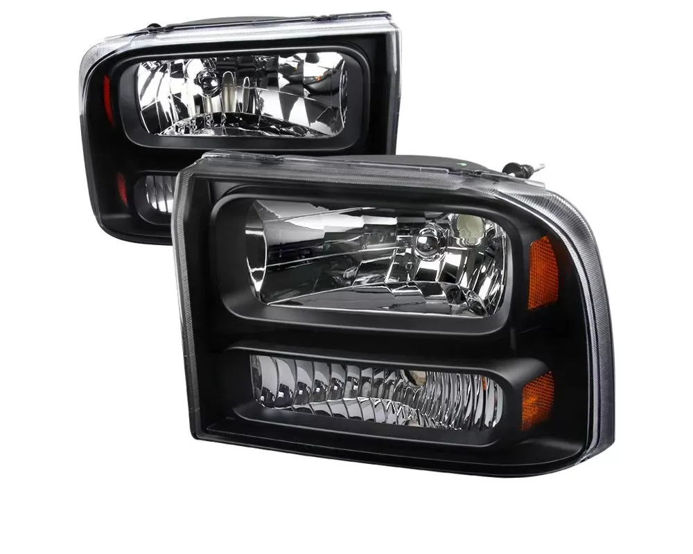 Spec-D Crystal Headlights (Matte Black Housing/Clear Lens) Ford Excursion | F-Series 1999-2004 - 2LH-F250991PCJM-ABM
