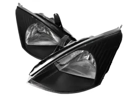 Spec-D Factory Style Crystal Headlights (Matte Black Housing/Clear Lens) Ford Focus 2000-2004