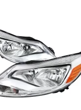 Spec-D Factory Style Headlights w/ Amber Reflectors (Chrome Housing/Clear Lens) Ford Focus 2012-2014                                     - 2LH-FOC12-RS - Image 10