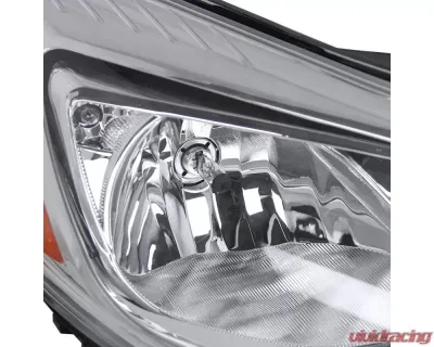 Spec-D Factory Style Headlights w/ Amber Reflectors (Chrome Housing/Clear Lens) Ford Focus 2012-2014 - 2LH-FOC12-RS