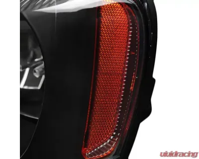 Spec-D Factory Style Crystal Headlights w/ Amber Reflectors (Matte Black Housing/Clear Lens) Jeep Grand Cherokee 1999-2004 - 2LH-GKEE99JM-ABM