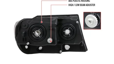 Spec-D Factory Style Crystal Headlights w/ Amber Reflectors (Matte Black Housing/Clear Lens) Jeep Grand Cherokee 1999-2004                                     - 2LH-GKEE99JM-ABM - Image 8