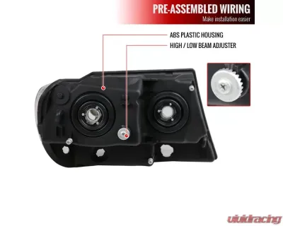 Spec-D Factory Style Crystal Headlights w/ Amber Reflectors (Matte Black Housing/Clear Lens) Jeep Grand Cherokee 1999-2004 - 2LH-GKEE99JM-ABM