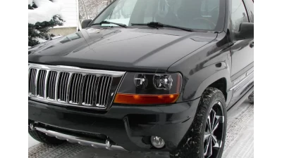 Spec-D Factory Style Crystal Headlights w/ Amber Reflectors (Matte Black Housing/Clear Lens) Jeep Grand Cherokee 1999-2004                                     - 2LH-GKEE99JM-ABM - Image 9