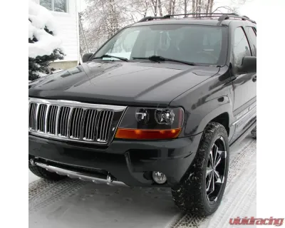 Spec-D Factory Style Crystal Headlights w/ Amber Reflectors (Matte Black Housing/Clear Lens) Jeep Grand Cherokee 1999-2004 - 2LH-GKEE99JM-ABM