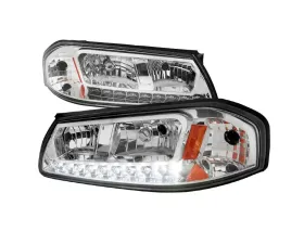 Spec-D LED Light Strip Crystal Headlights (Chrome Housing/Clear Lens) Chevrolet Impala 2000-2005