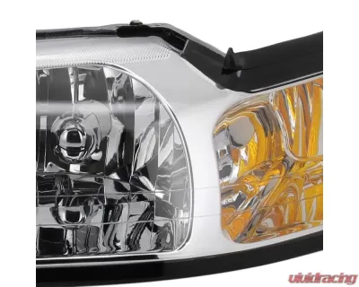 Spec-D Factory Style Crystal Headlights w/ Amber Reflectors (Chrome Housing/Clear Lens) Ford Mustang 1999-2004 - 2LH-MST99-RS