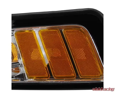 Spec-D Factory Style Crystal Headlights w/ Amber Reflectors (Chrome Housing/Clear Lens) Ford Mustang 1999-2004 - 2LH-MST99-RS
