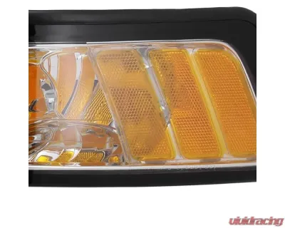Spec-D Factory Style Crystal Headlights w/ Amber Reflectors (Chrome Housing/Clear Lens) Ford Mustang 1999-2004 - 2LH-MST99-RS