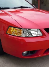 Spec-D Factory Style Crystal Headlights w/ Amber Reflectors (Chrome Housing/Clear Lens) Ford Mustang 1999-2004                                     - 2LH-MST99-RS - Image 10
