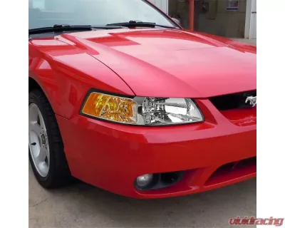 Spec-D Factory Style Crystal Headlights w/ Amber Reflectors (Chrome Housing/Clear Lens) Ford Mustang 1999-2004 - 2LH-MST99-RS