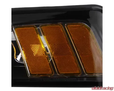 Spec-D Factory Style Crystal Headlights w/ Amber Reflectors (Matte Black Housing/Clear Lens) Ford Mustang 1999-2004 - 2LH-MST99JM-RS