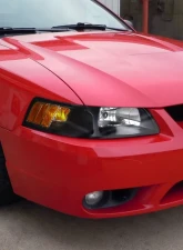 Spec-D Factory Style Crystal Headlights w/ Amber Reflectors (Matte Black Housing/Clear Lens) Ford Mustang 1999-2004                                     - 2LH-MST99JM-RS - Image 10
