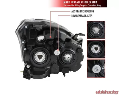 Spec-D Factory Style Headlights w/ Amber Reflectors (Matte Black Housing/Clear Lens) Nissan Rogue 2008-2015 - 2LH-RGE08JM-RS