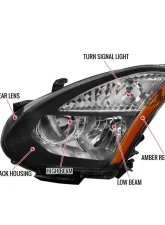 Spec-D Factory Style Headlights w/ Amber Reflectors (Matte Black Housing/Clear Lens) Nissan Rogue 2008-2015                                     - 2LH-RGE08JM-RS - Image 8