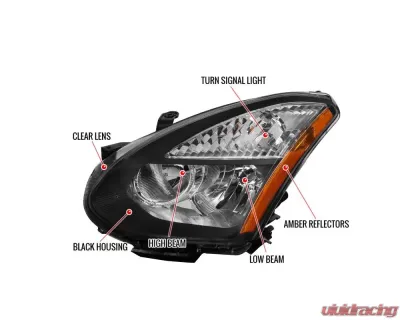 Spec-D Factory Style Headlights w/ Amber Reflectors (Matte Black Housing/Clear Lens) Nissan Rogue 2008-2015 - 2LH-RGE08JM-RS