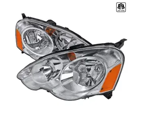 Spec-D Factory Style Headlights w/ Amber Reflectors (Chrome Housing/Clear Lens) Acura RSX 2002-2004