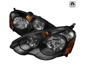Spec-D Factory Style Headlights w/ Amber Reflectors (Matte Black Housing/Clear Lens) Acura RSX 2002-2004