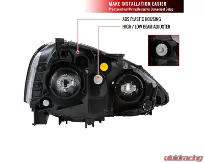 Spec-D Factory Style Headlights w/ Amber Reflectors (Matte Black Housing/Clear Lens) Acura RSX 2002-2004 - 2LH-RSX02JM-RS