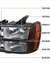 Spec-D Factory Style Headlights (Matte Black Housing/Clear Lens) GMC Sierra 2007-2014                                     - 2LH-SIE07JM-RS - Image 9