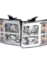 Spec-D LED Bar Factory Style Headlights w/ Amber Reflector (Chrome Housing/Clear Lens) Chevrolet Silverado 2007-2014                                     - 2LH-SIV07-G3-RS - Image 9