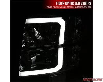 Spec-D LED Bar Factory Style Headlights w/ Amber Reflector (Chrome Housing/Clear Lens) Chevrolet Silverado 2007-2014 - 2LH-SIV07-G3-RS