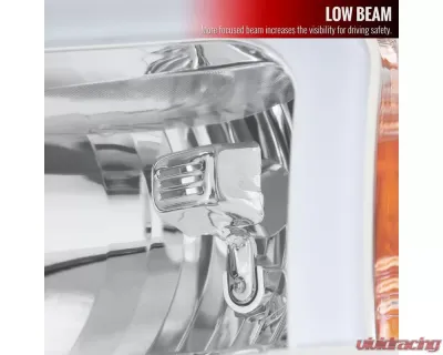 Spec-D LED Bar Factory Style Headlights w/ Amber Reflector (Chrome Housing/Clear Lens) Chevrolet Silverado 2007-2014 - 2LH-SIV07-G3-RS