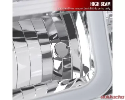 Spec-D LED Bar Factory Style Headlights w/ Amber Reflector (Chrome Housing/Clear Lens) Chevrolet Silverado 2007-2014 - 2LH-SIV07-G3-RS