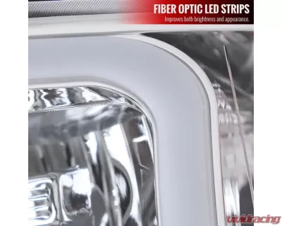 Spec-D LED Bar Factory Style Headlights w/ Amber Reflector (Chrome Housing/Clear Lens) Chevrolet Silverado 2007-2014 - 2LH-SIV07-G3-RS