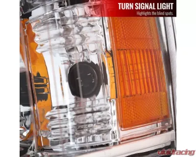 Spec-D LED Bar Factory Style Headlights w/ Amber Reflector (Chrome Housing/Clear Lens) Chevrolet Silverado 2007-2014 - 2LH-SIV07-G3-RS