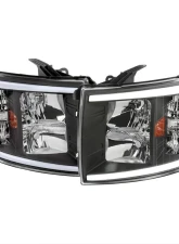 Spec-D LED C-Bar Factory Style Headlights w/ Amber Reflector (Matte Black Housing/Clear Lens) Chevrolet Silverado 2007-2014                                     - 2LH-SIV07JM-G3-GO - Image 10