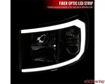 Spec-D LED C-Bar Factory Style Headlights w/ Amber Reflector (Matte Black Housing/Clear Lens) Chevrolet Silverado 2007-2014 - 2LH-SIV07JM-G3-GO