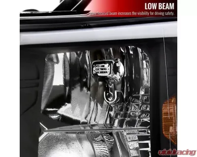 Spec-D LED C-Bar Factory Style Headlights w/ Amber Reflector (Matte Black Housing/Clear Lens) Chevrolet Silverado 2007-2014 - 2LH-SIV07JM-G3-GO