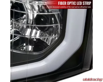 Spec-D LED C-Bar Factory Style Headlights w/ Amber Reflector (Matte Black Housing/Clear Lens) Chevrolet Silverado 2007-2014 - 2LH-SIV07JM-G3-GO