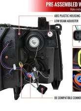 Spec-D LED C-Bar Factory Style Headlights w/ Amber Reflector (Matte Black Housing/Clear Lens) Chevrolet Silverado 2007-2014                                     - 2LH-SIV07JM-G3-GO - Image 7