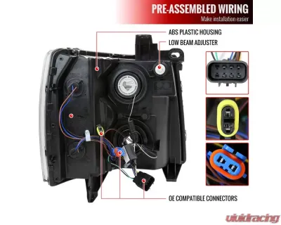 Spec-D LED C-Bar Factory Style Headlights w/ Amber Reflector (Matte Black Housing/Clear Lens) Chevrolet Silverado 2007-2014 - 2LH-SIV07JM-G3-GO