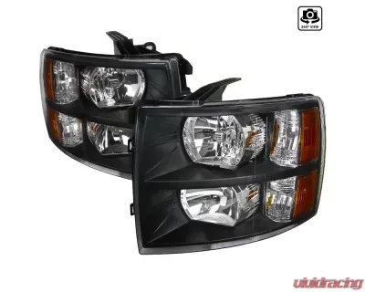 Spec-D Factory Style Headlights (Matte Black Housing/Clear Lens) Chevrolet Silverado 2007-2014 - 2LH-SIV07JM-RS