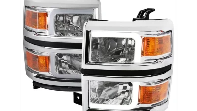 Spec-D LED Bar Factory Style Headlights (Chrome Housing/Clear Lens) Chevrolet Silverado 1500 2014-2015                                     - 2LH-SIV14-G3-C-RS - Image 10