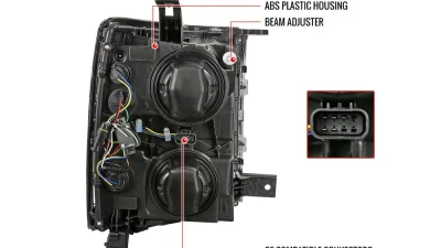 Spec-D LED Bar Factory Style Headlights (Chrome Housing/Clear Lens) Chevrolet Silverado 1500 2014-2015                                     - 2LH-SIV14-G3-C-RS - Image 8