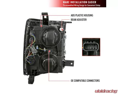 Spec-D LED Bar Factory Style Headlights (Chrome Housing/Clear Lens) Chevrolet Silverado 1500 2014-2015 - 2LH-SIV14-G3-C-RS